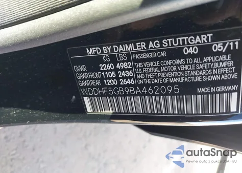 2011 Mercedes-Benz E 350 from USA, damaged, VIN WDDHF5GB9BA462095